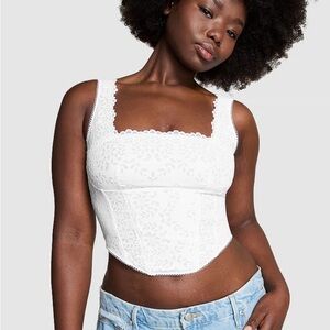 PINK Victoria's Secret White Lace Top